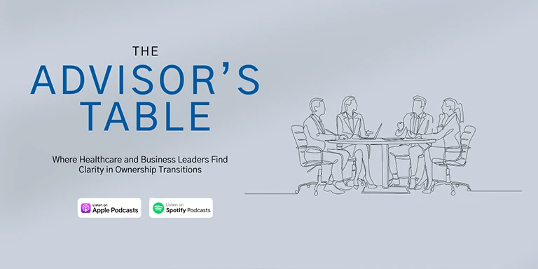 The Advisor's Table podcast cover, available on Apple Podcasts and Spotify